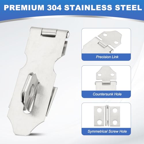 Image of PATIKIL 2 Pcs Stainless Steel Padlock Hasp, 2.2 Inch Lock Hasp Latch Door Slide Latch Locks Safety Packlock Clasp with Single Copper Lock and Screws for Cabinet Garden Yard Shed Closet