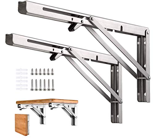 Preisvergleich Produktbild Professionelle Klappkonsole Schwerlast, Edelstahl Klappkonsolen Klappkonsole Tisch Klappregalhalterungen Klappträger Regalträger für Bänke und Regale (300mm, 2 Stück)
