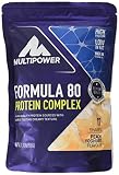 Multipower Formula 80 Protein Complex – Mehrkomponenten Protein Pulver für den Muskelaufbau – Proteinpulver mit Casein für eine langfristige Versorgung – mit cremigem Peach Yoghurt Geschmack – 510 g