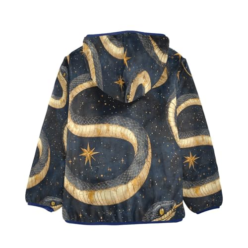 Snakes and Stars Toddler Fleece Jacket Girl Boys Hooded Fleece Jacket Coat Warm Outwear Zip-up 3-10T2