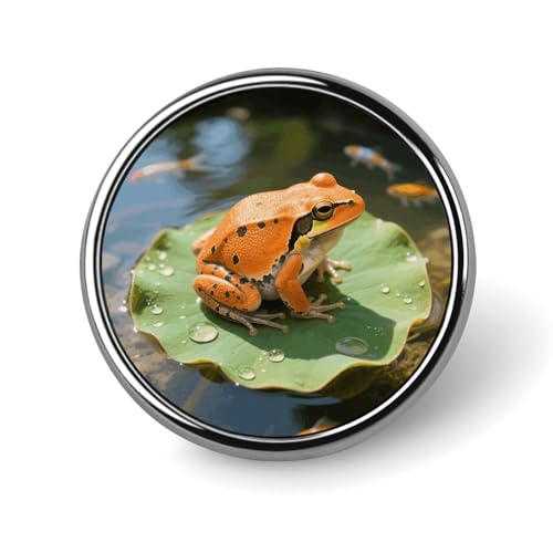 Orange Frog Brooch Pins Aluminum Alloy Lapel Pins for Men Women Custom Badge Button Decorative Jewelry Charms for Hats Bags Backpacks Suits Shirts Scarves Clothing Accessories Party Gift