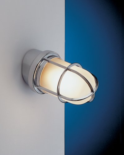 Licht-Erlebnisse Wetterfeste Außenwandleuchte aus Messing in Chrom IP44 E27 Schiffslampe Terrasse Eingang Haus