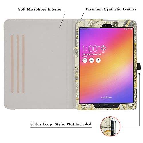 Asus Zenpad Z10 Rotating Case,Mama Mouth 360 Degree Rotary Stand With Cute Cover For 9.7" Asus Zenpad Z10 Zt500Kl Verizon 4G Let Android 6.0 Tablet,Map White #TOP4