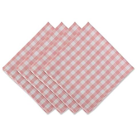 DII Cotton Pink & White Gingham Napkins Cover