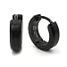 Pair Stainless Steel Black Slant Edge Men Hoop Earrings 4mm