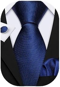 Barry.Wang Men Ties Plain,Solid Colors Handkerchief and Cufflink Necktie Set Formal Wedding Business