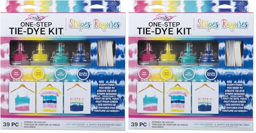 Tulip One-Step Tie-Dye Kit 4 Color Stripe Dye DIY Activity & Gift Idea, Multicolor (Pack of 2)