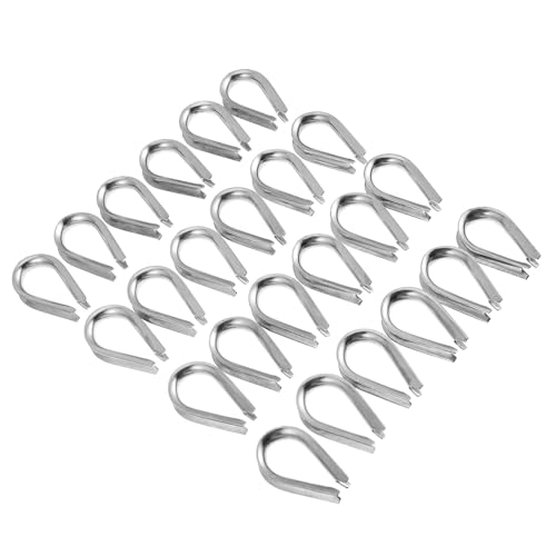 SECFOU 24pcs 304 Stainless Steel Chicken Heart Ring Thimble Rigging Cable Clamps Heavy Duty Wire Rope Thimbles for Industrial Lifting and Rigging Applications