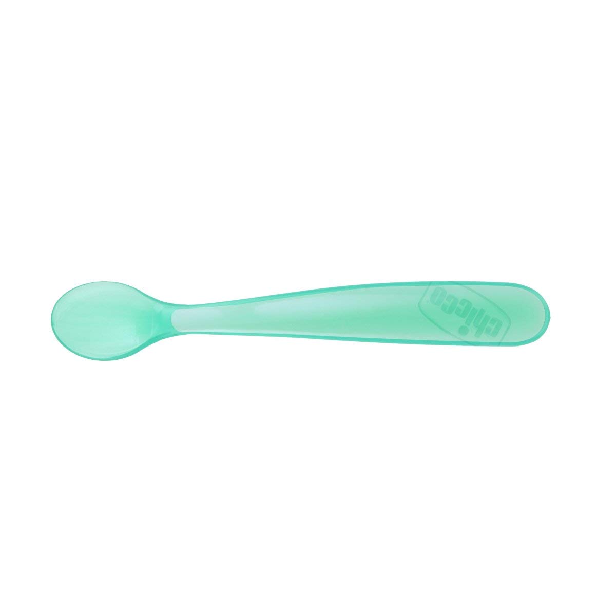 Chicco Cuchara Silicona Bebé, Set de 2 Cucharas Blandas para Bebés y Niños, Suaves y Flexibles con Mango Largo Curvo Ergonómico – Cuchara para Bebé Aprendizaje +6 Meses, 2 Piezas, Azul Claro