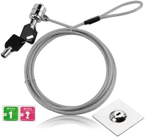 Laptop Lock Security Cable with Adhesive Anchor Plate & 2 Keys - ...