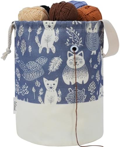 Yarn Bag, Large Crochet Bag Organizer, Drawstring Yarn Storage Knitting Bags, Portable Mini Yarn Holder for Crocheting Project, Store Skein Ball, Needles Accessories