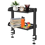 LuLobtg Clamp On Desk Shelf 2 Tiers Desktop Organizer 17inch Table Mount Shelf Unit Tabletop Book Storage Rack for Tidy Kitchen Office Gaming Device