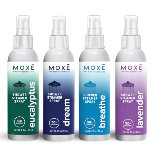 MOXĒ Shower Steamer Spray Variety Pack, 4 Different Scents, 2oz Bottles