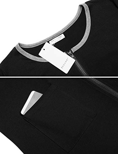 Ekouaer Womens Zipper Front Housecoats Short Sleeve Bathrobes Lace Trim Nightgown With Pockets A-Black Medium #TOP5