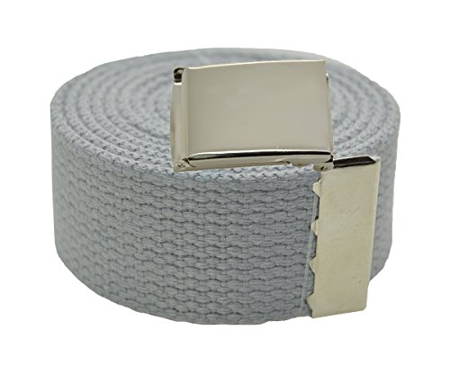 ACCmall Plain Canvas Military Web Belt & Silver Flip Buckle