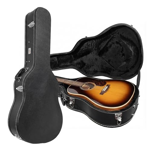 Gearlux Dreadnought Acoustic Guitar Hardshell Case with Accessory Compartment - Black