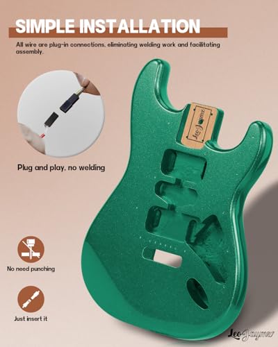 Image of Leo Jaymz DIY ST Style Electric Guitar Kits,Spray-painted Mahogany Body,Laurel Wood Fingerboard and Maple Neck, including all Components (ST-Metallic Green)