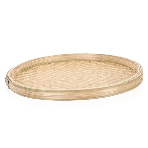 COLLBATH Drying Net Woven Serving Basket Woven Baskets Wall Hanging Basket Fruit Basket for Kitchen Woven Fruit Shallow Drying Baskets Snack Flat Shallow Basket Food Tray Weaving