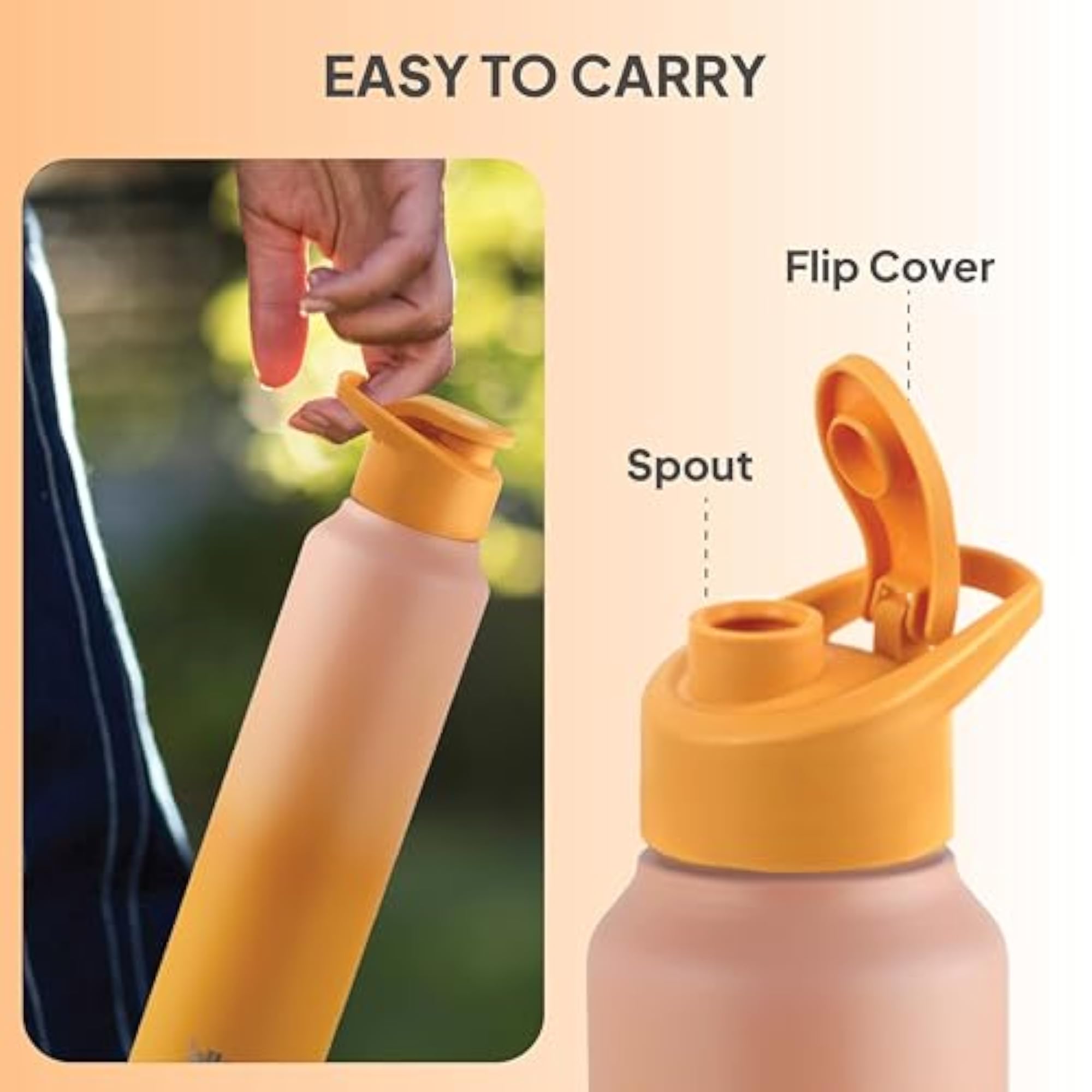 Aqua Pro Max Stainless Steel Water Bottle 1000 ml, Pink & Yellow