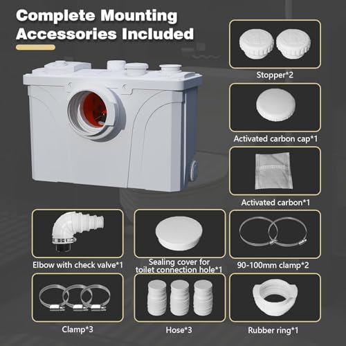 700W Macerator Pump for Basement Upflush System, Sewerage Sump Pump with 4 Water Inlets for Toilet, Basement, Washer, Sink, Shower, Basin,3600 GPH, Up to 29.5 ft - Image 5