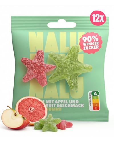NALU Fruchtgummis Saure Seesterne | bis 90% weniger Zucker als herkömmliche Fruchtgummi | Low Carb Gummibärchen ohne Zucker Zusatz | frei von künstlichen Aromen & kalorienarm (Low Calorie)
