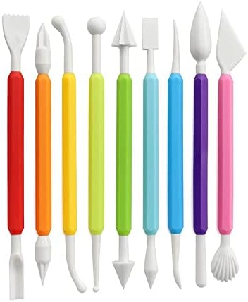 Miniatura 4 de Clay Tools, juego de 9 piezas de plástico de polímero de dos cabezas, kit de tallado de arcilla para modelar cerámica para tallar, peinar, relieve,