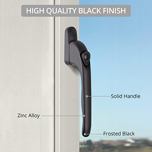 Justech Window Handle 10 Pieces Window Handles Universal Inline Espag UPVC Smart Spindle Window Lock Handle Lockable Window Handle-Black - Image 2