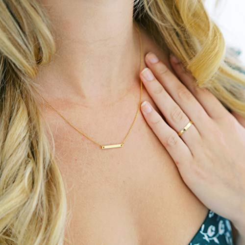 Honeycat Mini Horizontal Bar Necklace In 18K Gold Plate | Minimalist, Delicate Jewelry (Short/Gold) #TOP4