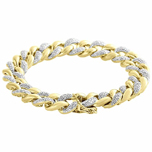 Dazzle Touch 3.50 Ct Round Cut Diamond Men's Miami Cuban Diamond Bracelet 14K Yellow Gold Plated (14K White Gold Plated) #TOP1