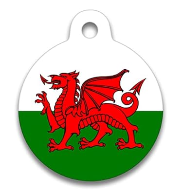 Spoilt Rotten Pets Wales Welsh Flag Tag Pet Identity Cat or Dog Tag Custom Printed with Your Contact Details