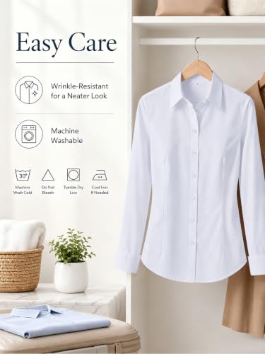 BBIBBI Women Long Sleeve Button Down Work Shirts White Size M - image 6