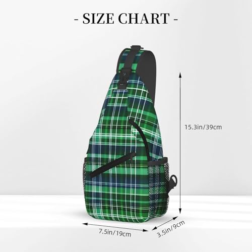 Bolso bandolera con estampado tartán azul y verde miniatura 3