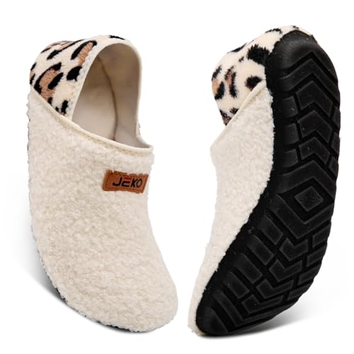 UUBARIS House Slippers for Men Women Furry Slip On Sock Shoes For Traval Indoor Yoga With Thickened Sole Beige