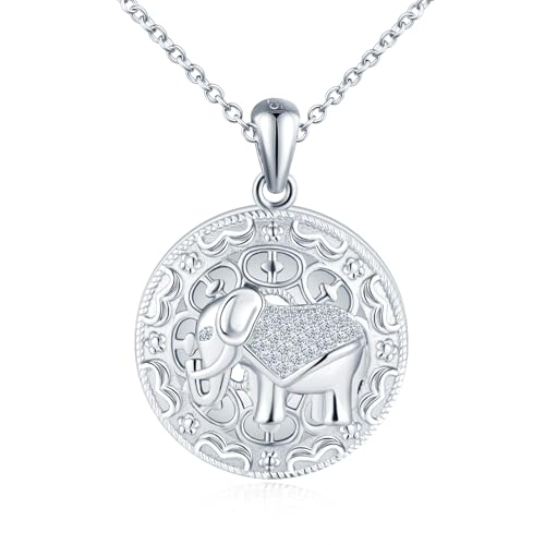 VIKILEE Elefantes Collar con Foto Plata de Ley 925 para Mujer Niña: Animal Personalizada Colgante Bonito Joyería-Hipoalergénico Medallón con Foto Collares-Regalos para Amigas Esposa Mamá Plata