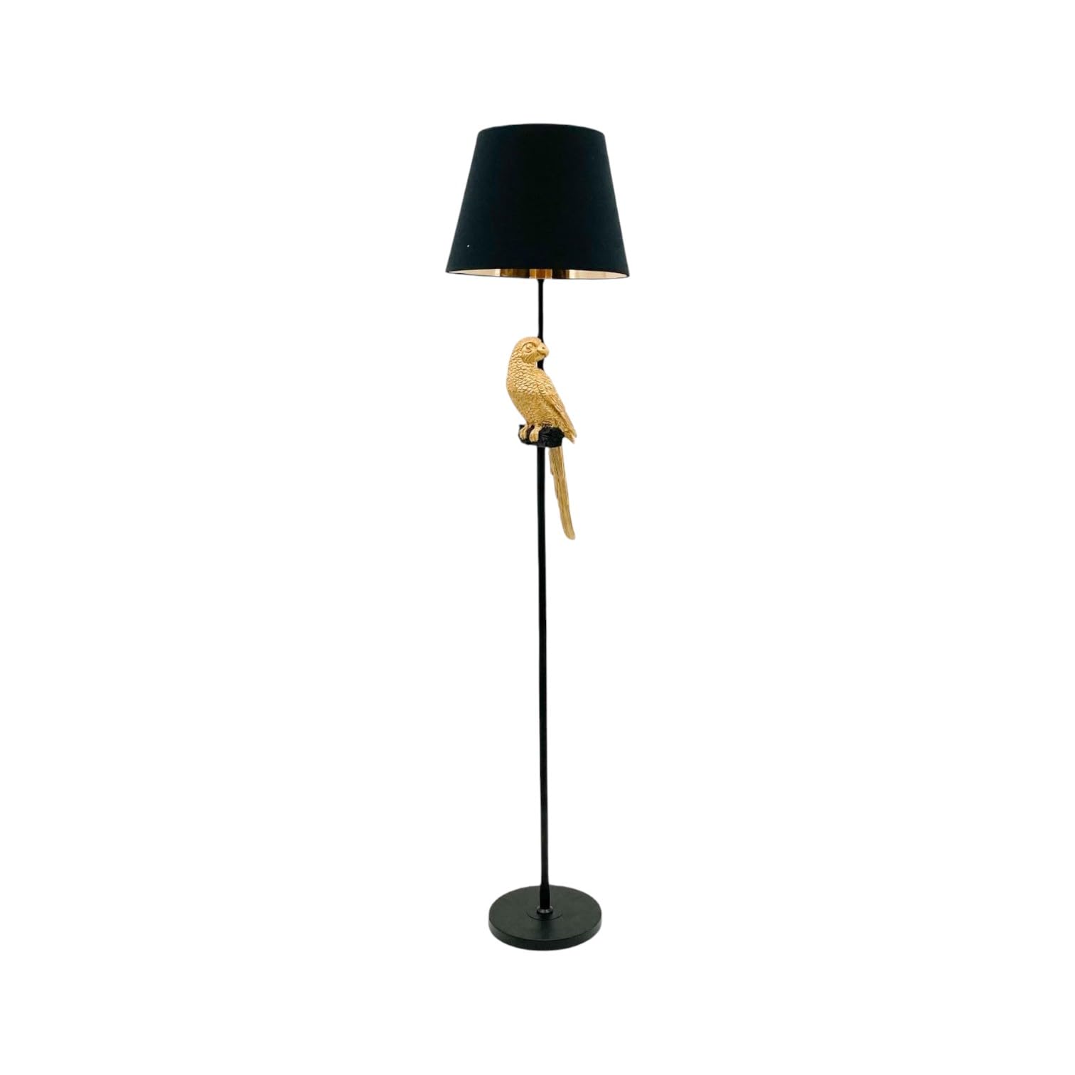 AcaciaHome Modern Parrot Bird Floor Lamp – Elegant 164cm Resin Base with Black Drum Shade, Stylish Decorative Lighting, Creates Cozy Ambient Glow for Bedroom, Hallway, Living Room, or Dining Room