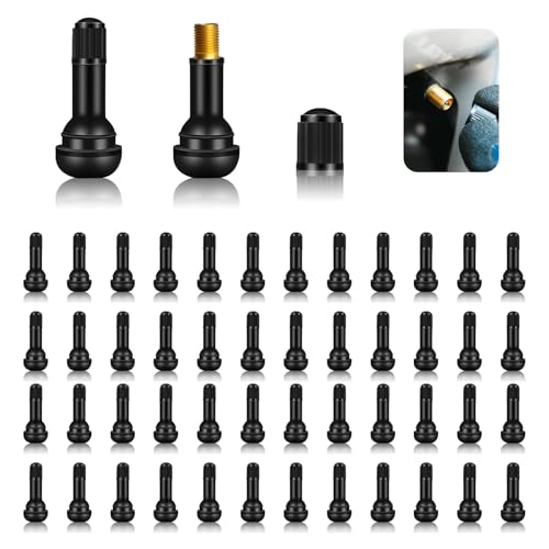 50 STK TR413 Gummi Ventile Reifen Gummiventile, Gummi Reifenventil Ventileinsatz Autoventil Autoreifen Ventile, Universal Snap-In Gummiventile für Auto Motorräder Fahrräder Felgenventile(Schwarz)