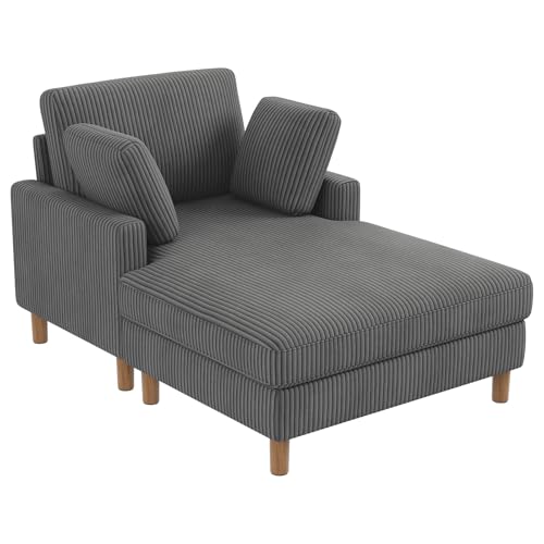 Vesgantti Cord Schlafsofa, Sofa Bett mit 2 Kissen, Relaxsessel, Schlafsessel für Wohnzimmer, Schlafzimmer, Büro, Werkzeuglose Montage, 148 * 104 * 92cm Grau