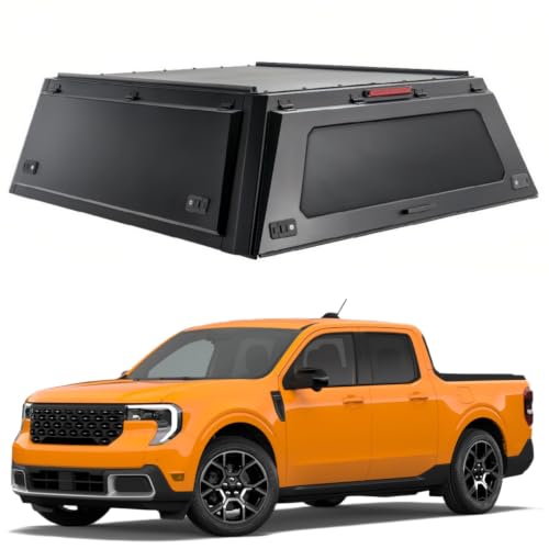 DZRWWXX Truck Topper for 2021-2025 2026 Ford Maverick 4.5ft(54.4") Bed, Hardtop Pickup Canopy w/Light & Rear Tent, Lockable No-Drill Pickup Truck Caps, Tonneau Cover & Camper Shell