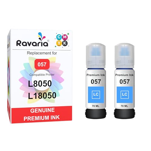 Image of 057 Compatible Ink for EP L8050 L18050 Printer (057 Light Cyan Ink 2 Pcs)