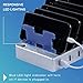 Hercules Tuff Charging Station for Multiple Devices with 6 USB Fast Ports and 6 Short Mixed USB Cables for Cell Phones and Other Electronics Silver