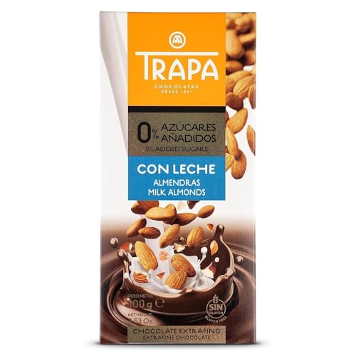 TRAPA chocolate con leche y almendras 0% azúcares añadidos 100 gr