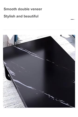 Image of Engineered Wood Coffee Table with Metal Base & 2 Tier Storage | Modern Rectangle Center Table for Living Room Sofa Set | Easy DIY Assembly (90 x 48 x 48 cm) (Gold Black)