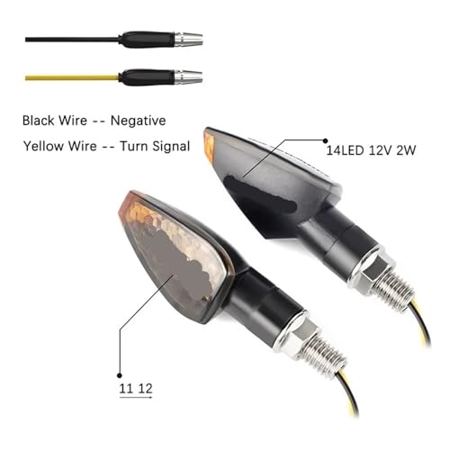 Luz de señal de giro ámbar e intermitente universal de 12V para motos 10mm 3