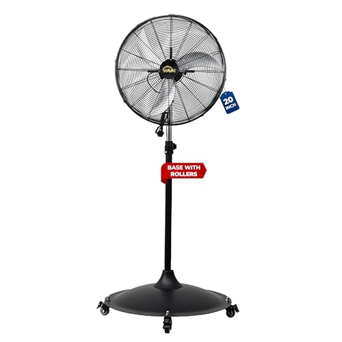 Image of HAVAI 20-Inch Commercial BLDC Pedestal Fan (20-120W) | 2mm Aluminium Blades | Metal Base with 4 Lockable Industrial Wheels | Fingerproof Safety Grill | 4-Speed | 2-Year On-Site Warranty