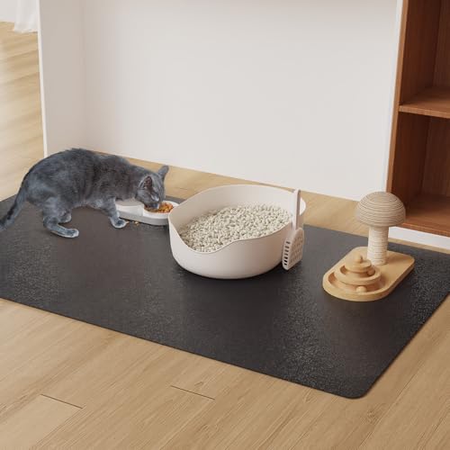 4'×6' Black Floor Protector for Home, Waterproof Stain-Resistant Vinyl Area Rug for Art Studio, Plastic Easy Care Area Mat for Dining Room, Kitchen, Under High Chair