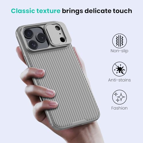 Image of Nillkin for iPhone 17 Pro Max Case with Slide Camera Cover, Thin Slim Fit, Shockproof Protective, Protector Privacy, Phone Case iPhone 17 Pro Max Camera Lens Protector 6.9 inch, Gray
