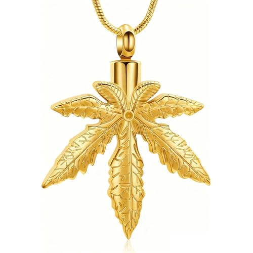 Stainless Steel Pet Cremation Jewelry Urn Pendants with Engraving Maples Leaves Design for Eternality Commemoration Stainless St