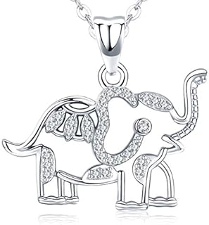 Sterling Silver Elephant Necklace Jewellery for Women Lucky Animal Amulet Pendant Necklace Gifts for Women Mum Girls