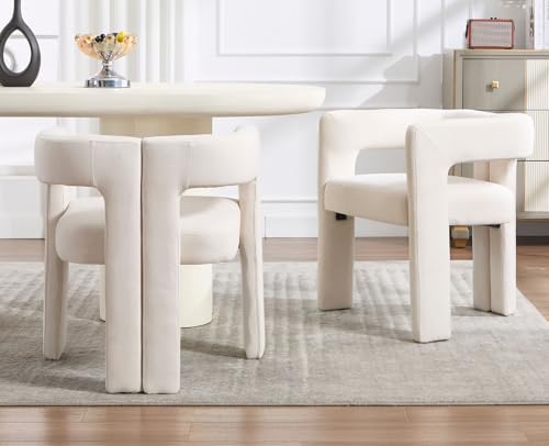 CIMOTA Linen Upholstered Barrel Dining Chairs Set of 2