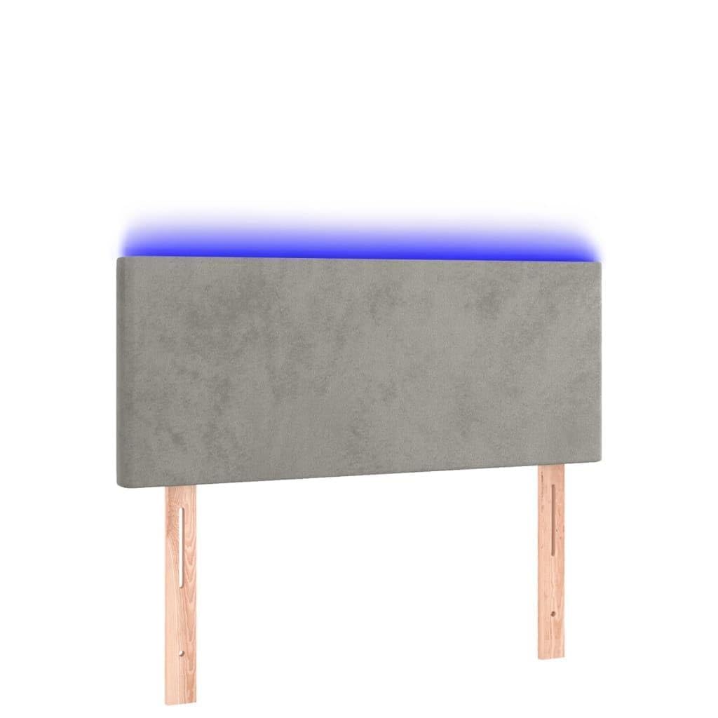 Cabecero de cama LED 80 x 5 x 78/88 cm, terciopelo, gris claro, altura ajustable con tira RGB para estructura de cama, diseño moderno, se puede cortar de forma segura para dormitorio o salón